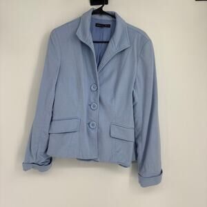 Lafayette 148 New York‎ Blue Angora Wool Blend Blazer Jacket career work Size 12